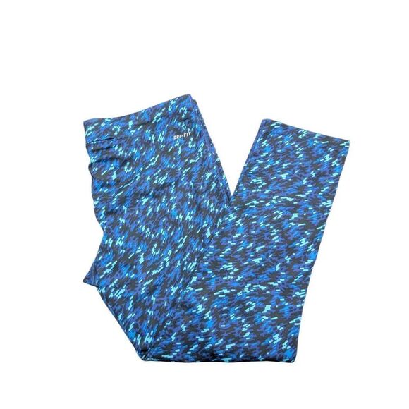 Nike Dri Fit Printed Training Cropped Leggings Blue Women’s Size - Picture 2 of 12